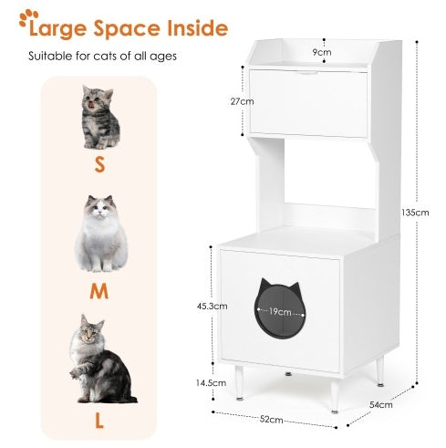 White MeowHaven-Cozy Cat House with Storage Shelves