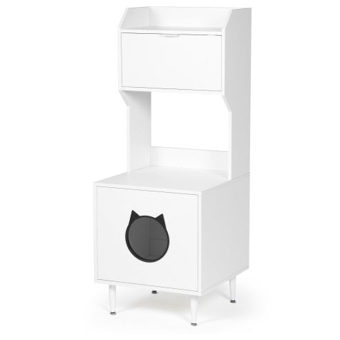 White MeowHaven-Cozy Cat House with Storage Shelves